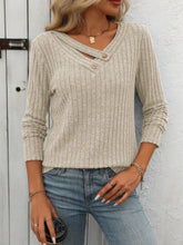 Load image into Gallery viewer, Mandy Ribbed V-Neck Long Sleeve T-Shirt