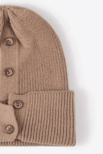 Load image into Gallery viewer, Button Detail Rib-Knit Cuff Beanie