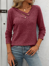 Load image into Gallery viewer, Mandy Ribbed V-Neck Long Sleeve T-Shirt