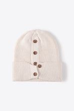 Load image into Gallery viewer, Button Detail Rib-Knit Cuff Beanie