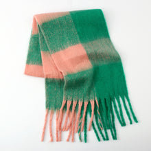 Load image into Gallery viewer, Fringe Contrast Plaid Polyester Scarf