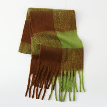 Load image into Gallery viewer, Fringe Contrast Plaid Polyester Scarf