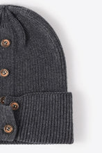 Load image into Gallery viewer, Button Detail Rib-Knit Cuff Beanie