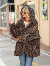 Load image into Gallery viewer, Leopard Hooded Coat with Pockets