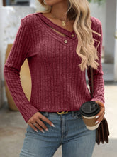 Load image into Gallery viewer, Mandy Ribbed V-Neck Long Sleeve T-Shirt