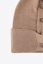 Load image into Gallery viewer, Button Detail Rib-Knit Cuff Beanie