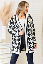 Load image into Gallery viewer, Houndstooth Open Front Longline Cardigan