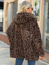 Load image into Gallery viewer, Leopard Hooded Coat with Pockets