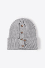 Load image into Gallery viewer, Button Detail Rib-Knit Cuff Beanie