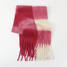 Load image into Gallery viewer, Fringe Contrast Plaid Polyester Scarf