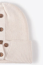 Load image into Gallery viewer, Button Detail Rib-Knit Cuff Beanie