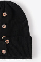 Load image into Gallery viewer, Button Detail Rib-Knit Cuff Beanie