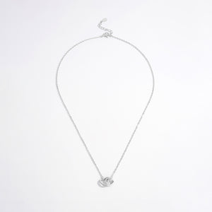 Sterling Silver Inlaid Zircon Heart Necklace