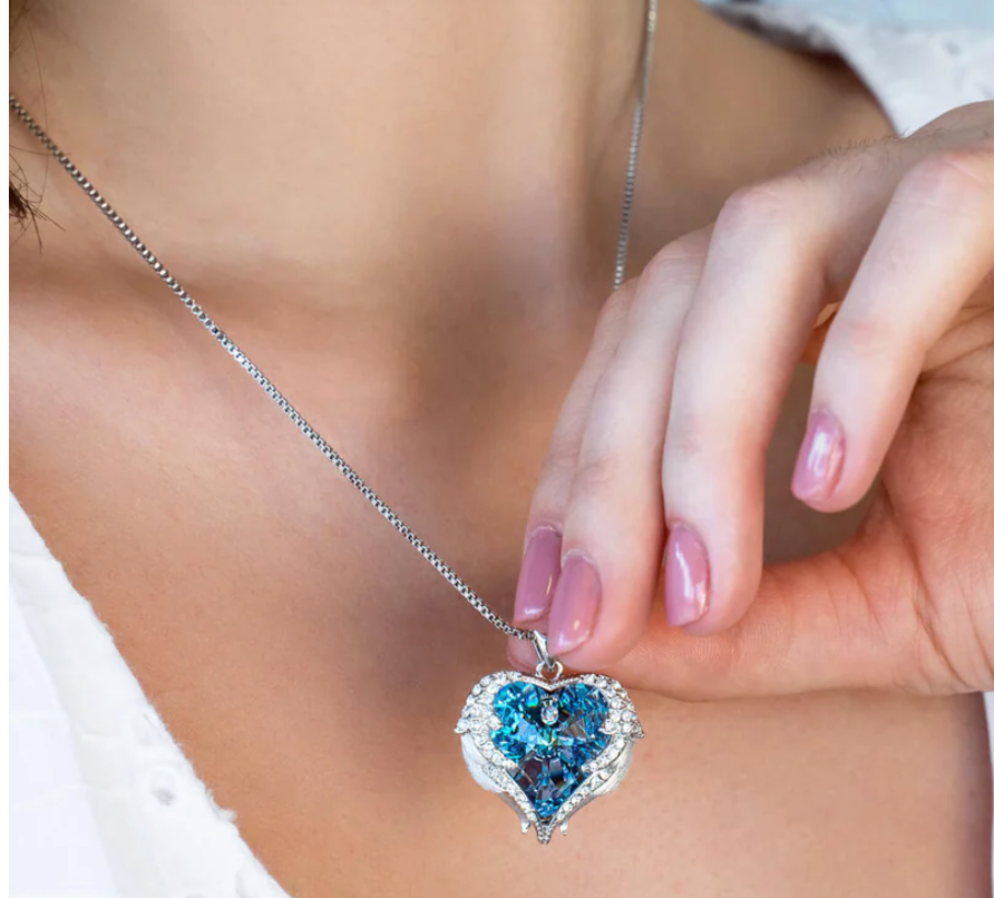 Guardian Angel Wing Heart Necklace