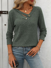 Load image into Gallery viewer, Mandy Ribbed V-Neck Long Sleeve T-Shirt