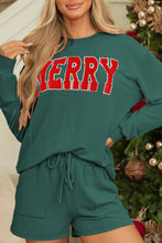 Load image into Gallery viewer, MERRY Round Neck Long Sleeve Top and Shorts Lounge Set