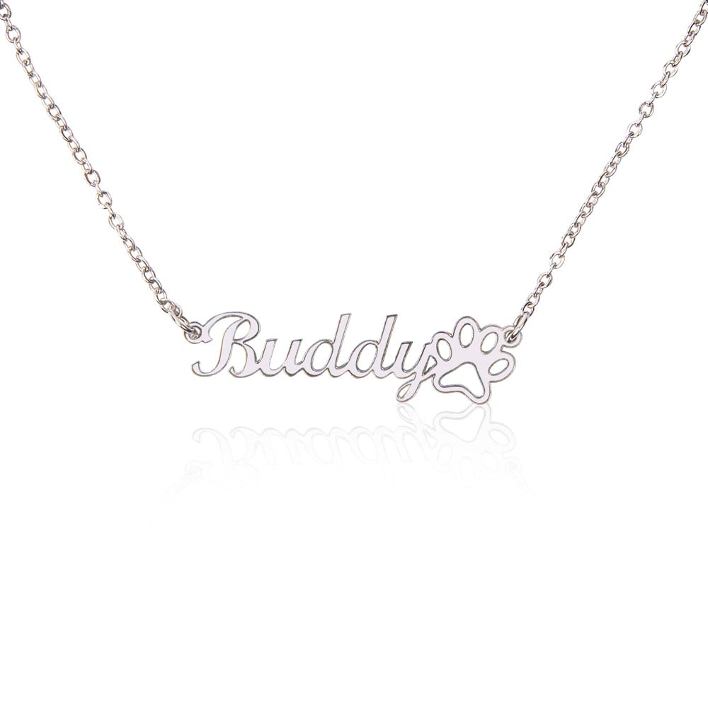 Pet Name Necklace with Paw Print