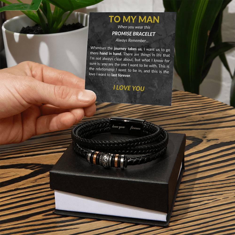 To My Man - Leather Bracelet - BLK