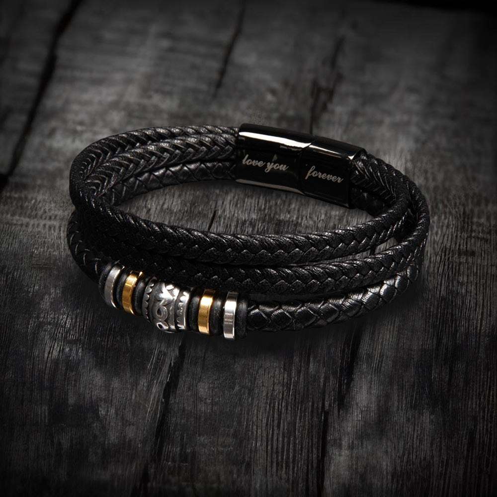 To My Man - Leather Bracelet - BLK