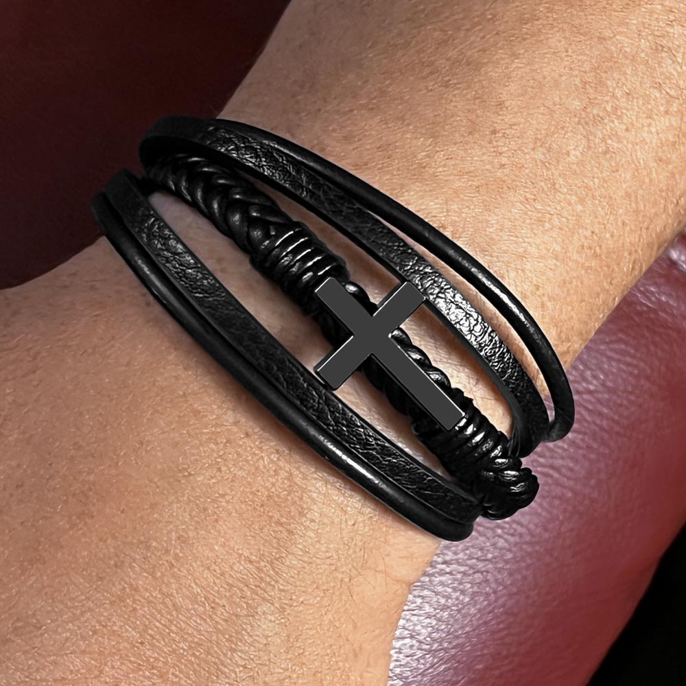 Hugs From Heaven - Leather Cross Bracelet