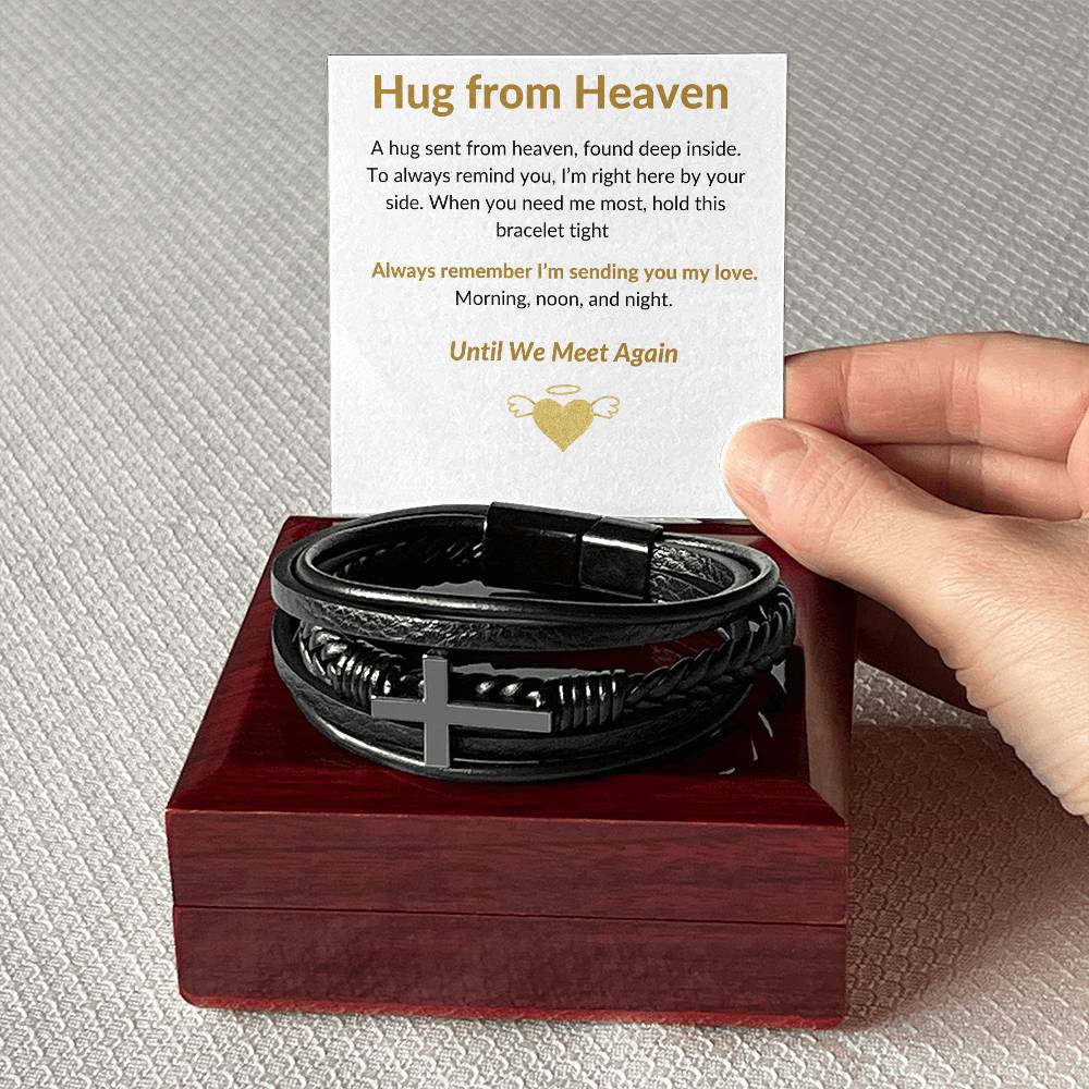 Hugs From Heaven - Leather Cross Bracelet