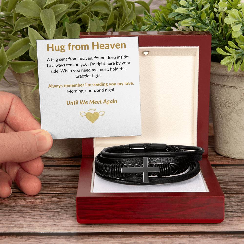 Hugs From Heaven - Leather Cross Bracelet