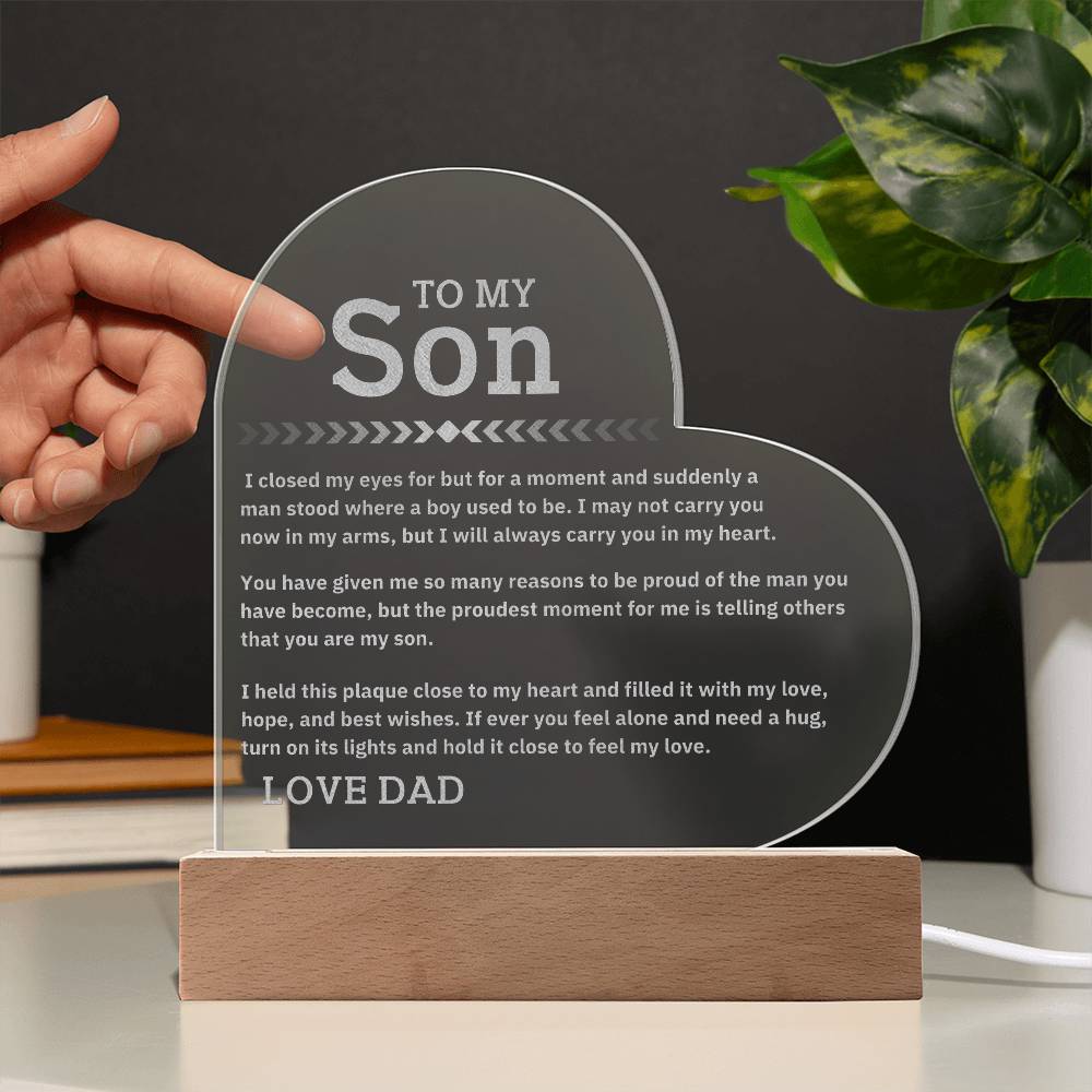 To My Son - Proud Dad - Engraved Acrylic Plaque