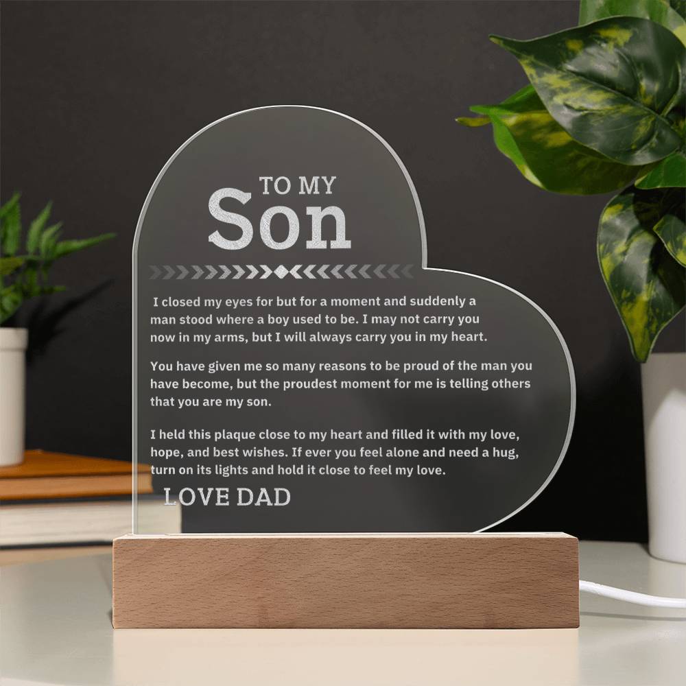 To My Son - Proud Dad - Engraved Acrylic Plaque