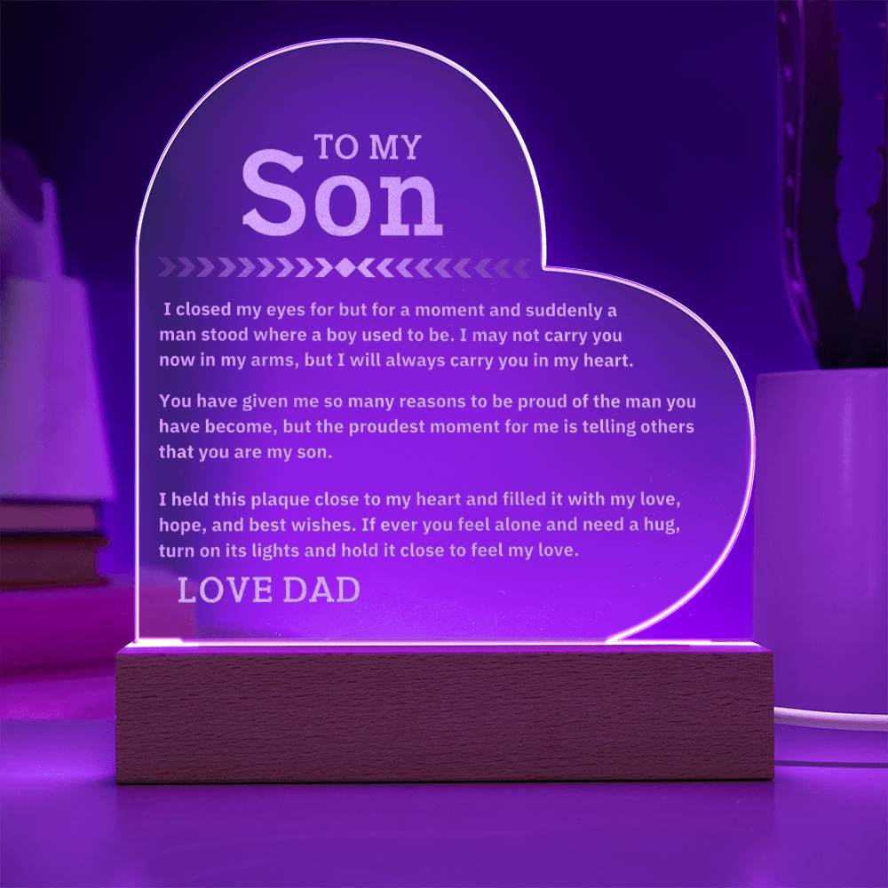 To My Son - Proud Dad - Engraved Acrylic Plaque