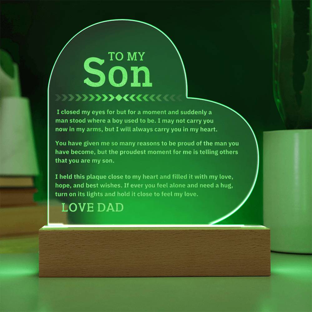 To My Son - Proud Dad - Engraved Acrylic Plaque