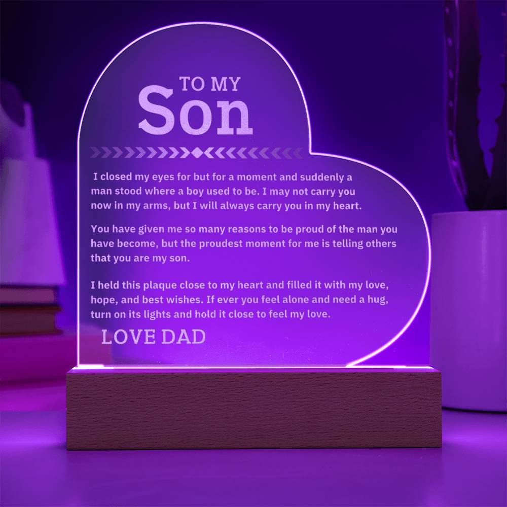 To My Son - Proud Dad - Engraved Acrylic Plaque