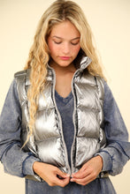 Load image into Gallery viewer, Shiny Metallic Zip Up Puffer Vest