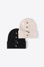 Load image into Gallery viewer, Button Detail Rib-Knit Cuff Beanie