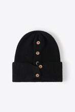 Load image into Gallery viewer, Button Detail Rib-Knit Cuff Beanie