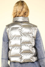 Load image into Gallery viewer, Shiny Metallic Zip Up Puffer Vest