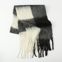 Load image into Gallery viewer, Fringe Contrast Plaid Polyester Scarf