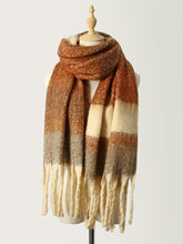 Load image into Gallery viewer, Fringe Color Block Polyester Scarf