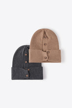 Load image into Gallery viewer, Button Detail Rib-Knit Cuff Beanie