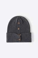 Load image into Gallery viewer, Button Detail Rib-Knit Cuff Beanie