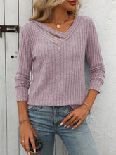 Load image into Gallery viewer, Mandy Ribbed V-Neck Long Sleeve T-Shirt