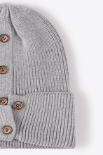 Load image into Gallery viewer, Button Detail Rib-Knit Cuff Beanie