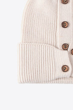 Load image into Gallery viewer, Button Detail Rib-Knit Cuff Beanie