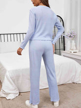 Load image into Gallery viewer, Round Neck Long Sleeve Top and Drawstring Pants Lounge Set