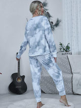 Load image into Gallery viewer, Tie-dye Round Neck Top and Drawstring Pants Lounge Set