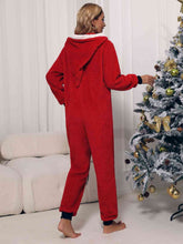 Load image into Gallery viewer, Zip Front Long Sleeve Hooded Teddy Lounge Jumpsuit