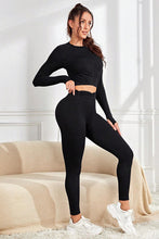 Load image into Gallery viewer, Ruched Round Neck Top and Active Leggings Set